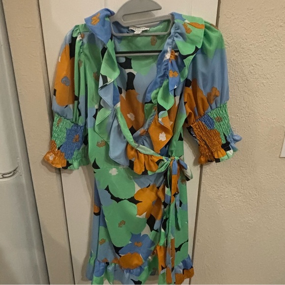 Topshop ASOS Retro Floral Mini Wrap Dress - Picture 5 of 8